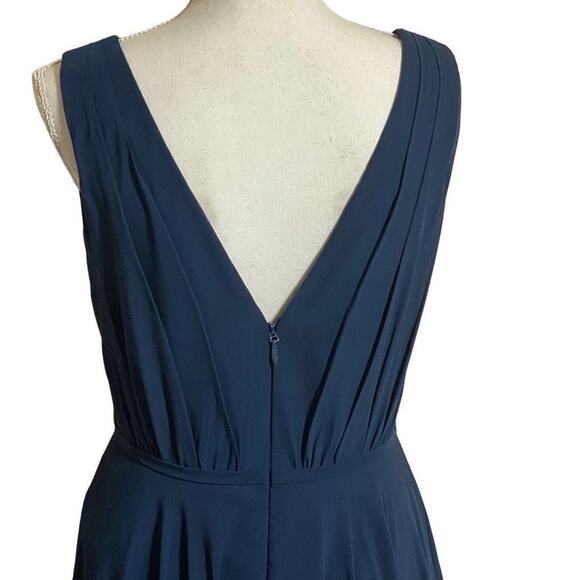 A-line V-Neck Floor-Length Chiffon Evening Dress Medium Sleeveless Maxi Formal - Picture 6 of 11